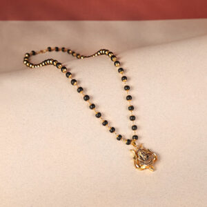 Divine Karungali Malai with Gold Caps + Shiva Trishul Pendant