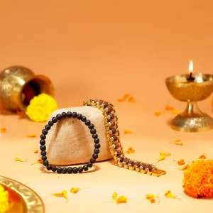 Products Divine Duo - Gold Plated Rudraksha & Karungali Malai Bracelet Combo