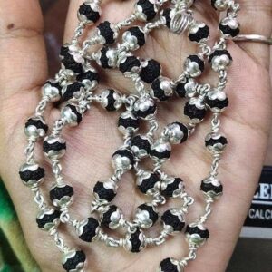 Karungali Malai Silver Cap Necklace (108-Bead / Variants)