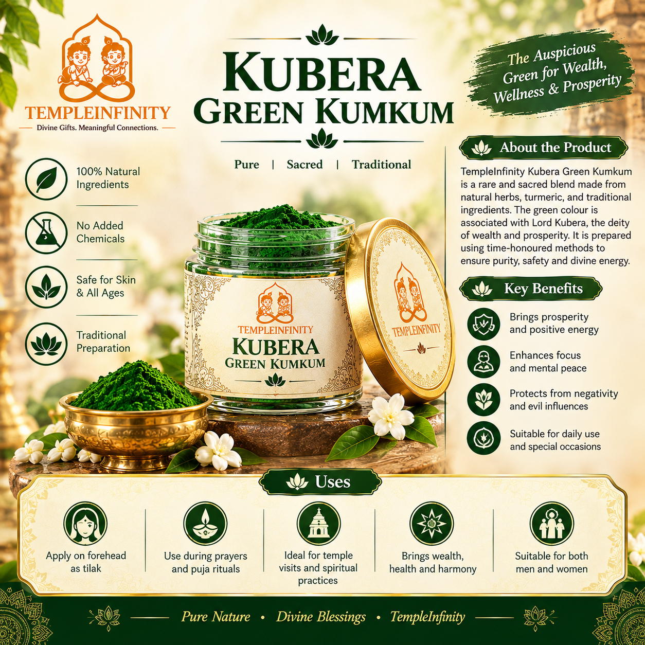 Kubera Green Kumkum | TempleInfinity 2 kubera green kumkum | templeinfinity