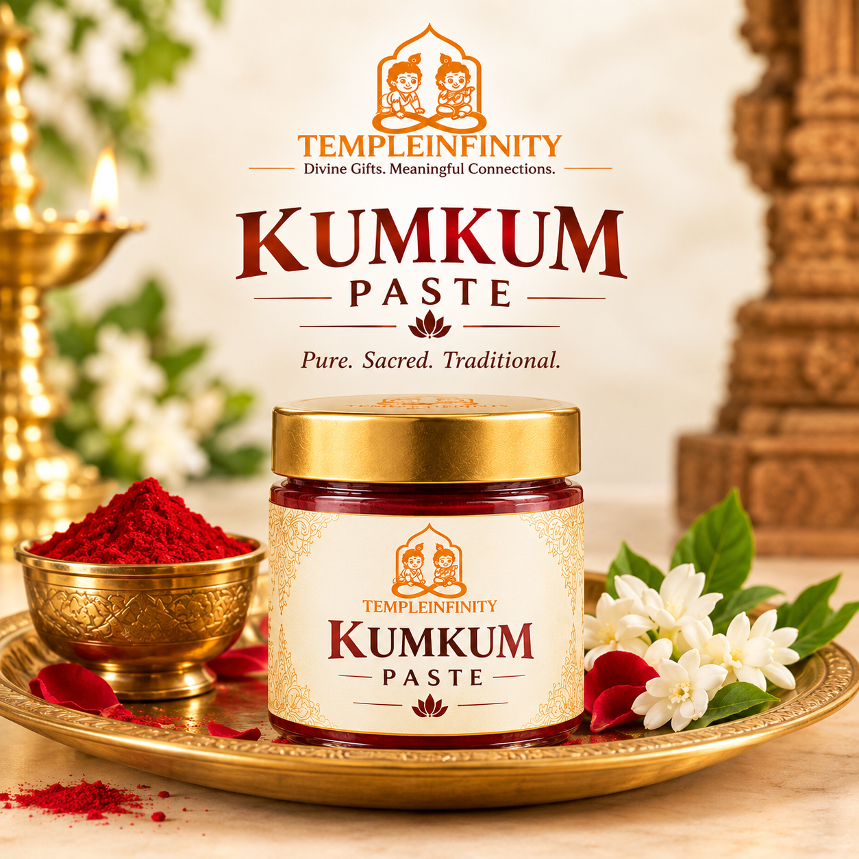 TempleInfinity Kumkum Paste 1 TempleInfinity Kumkum Paste for traditional pooja and devotional practices