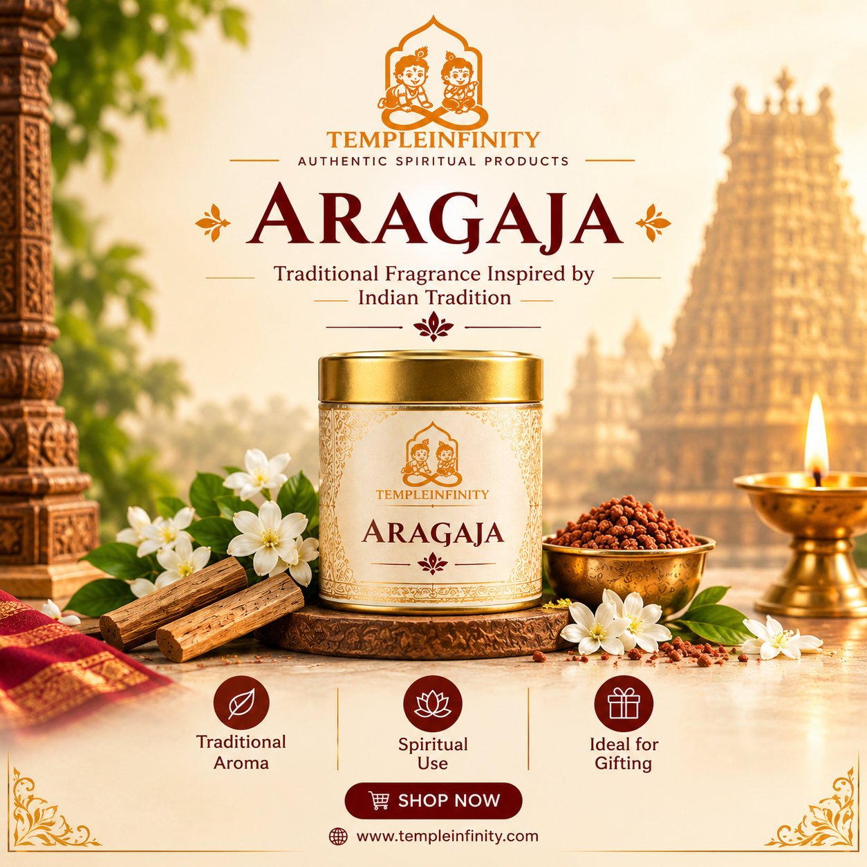 TempleInfinity Aragaja Paste 1 TempleInfinity Aragaja Paste for traditional Hindu pooja and devotional rituals